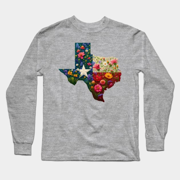 Texas Wildflowers - Texan Nature Long Sleeve T-Shirt by JessArty